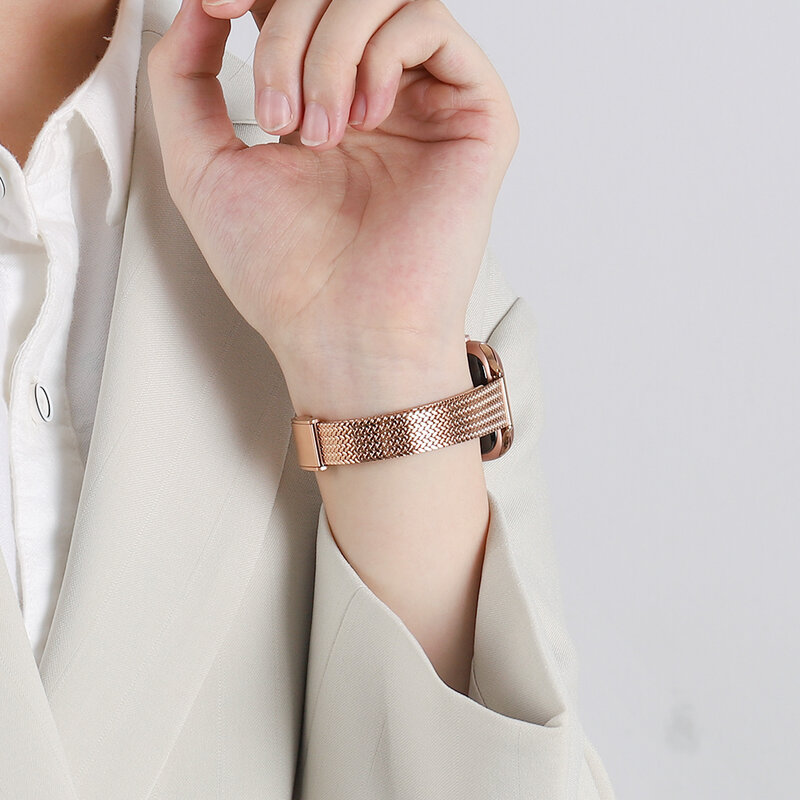 Cintura pequena milanese pulseira de metal para apple pulseira + caso 38mm 40mm 42mm 44mm banda para iwatch pulseira série se 76543