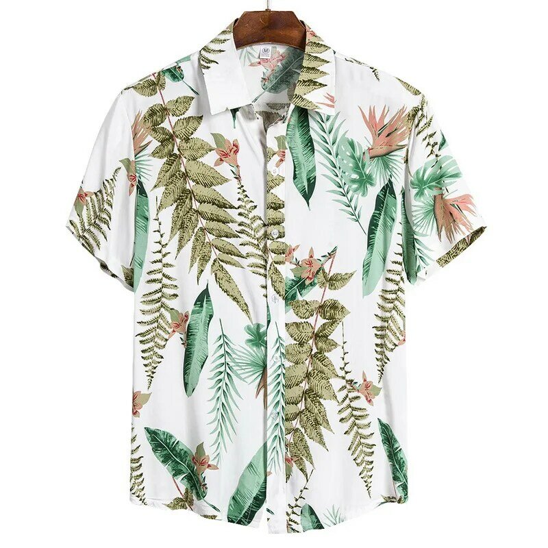 Kaus Pantai Hawaii Kaus Liburan Fashion Musim Panas Streetwear Kasual Pria Kemeja Lengan Pendek Streetwear 2021