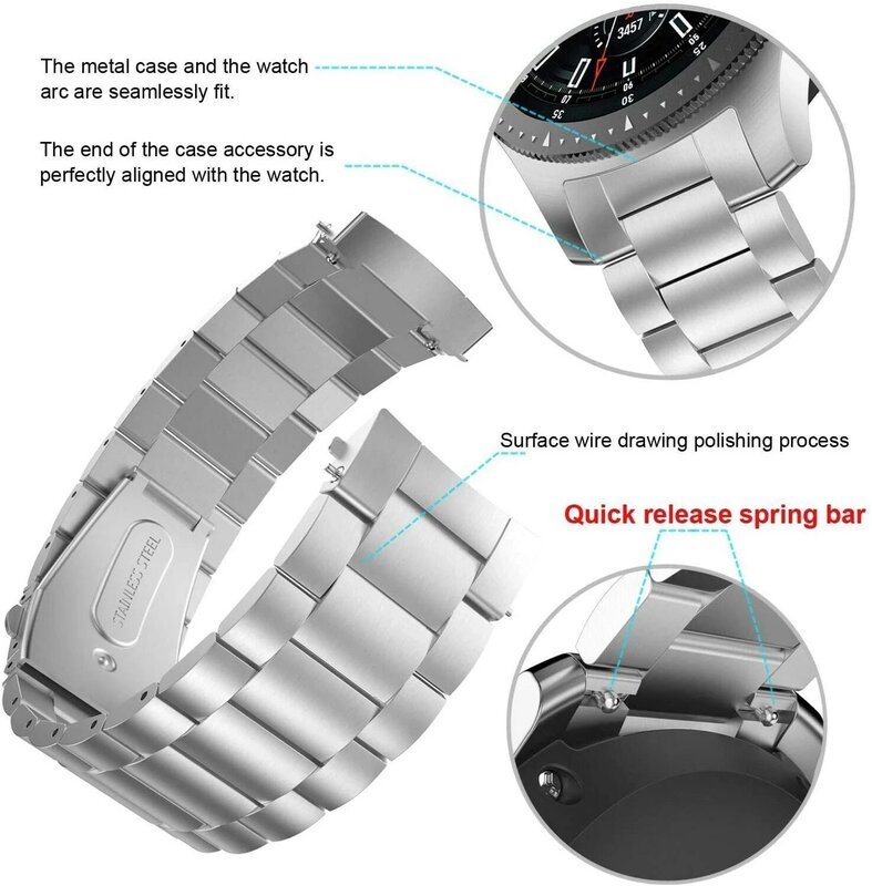 สแตนเลสสำหรับนาฬิกา Huawei GT3 GT2 GT 2 2e GT 42มม.46มม.สร้อยข้อมือสำหรับ Huawei นาฬิกา GT Runner 20มม.22มม.