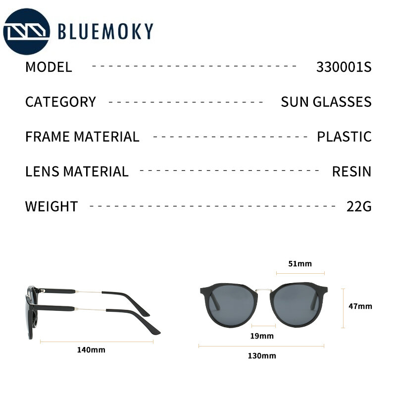 BLUEMOKY-gafas de sol graduadas Retro para hombre, lentes ópticas polarizadas para miopía, redondas, bifocales, con dioptrías