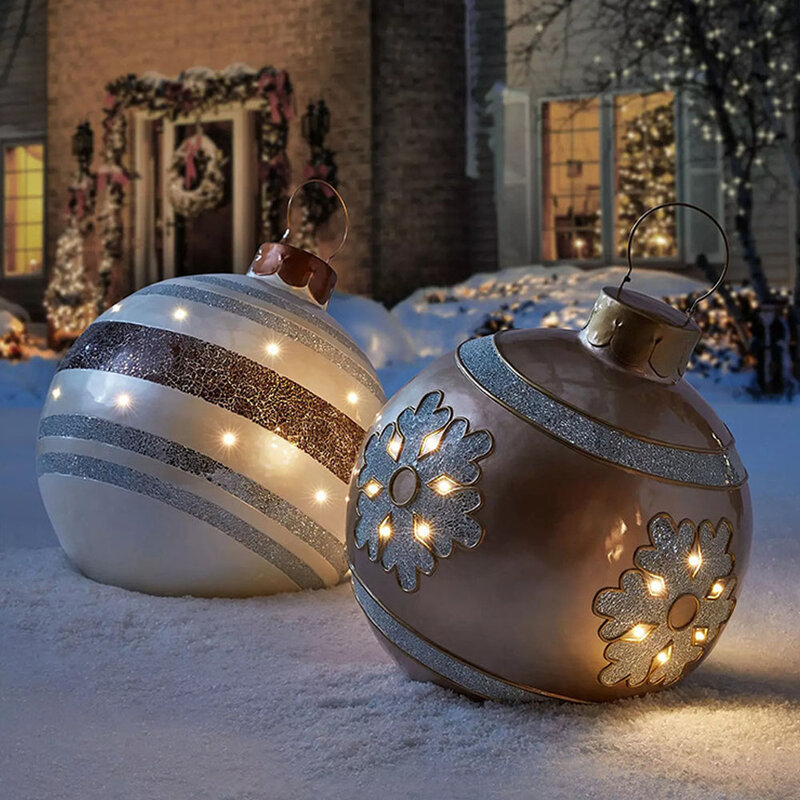 คริสต์มาสตกแต่งบอลลูน60ซม.กลางแจ้งสนุกรื่นเริงบรรยากาศการพิมพ์ Pvc Inflatable ของเล่นหัตถกรรม