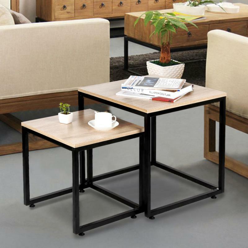 2 sztuk duży i mały stolik kawowy minimalistyczny nowoczesny styl meble domowe zestaw do salonu łatwy montaż centrum tabeli HWC