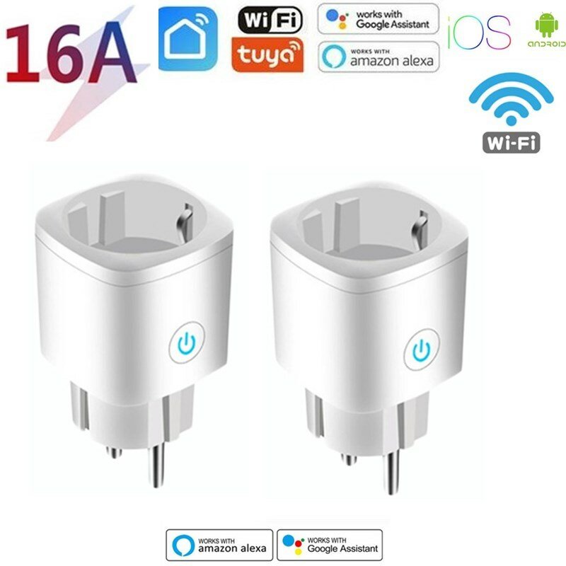 Tuya Wifi Smart Plug Eu 16A Stopcontact Energiebesparende Timing Functie Voice Afstandsbediening Met Alexa Google thuis