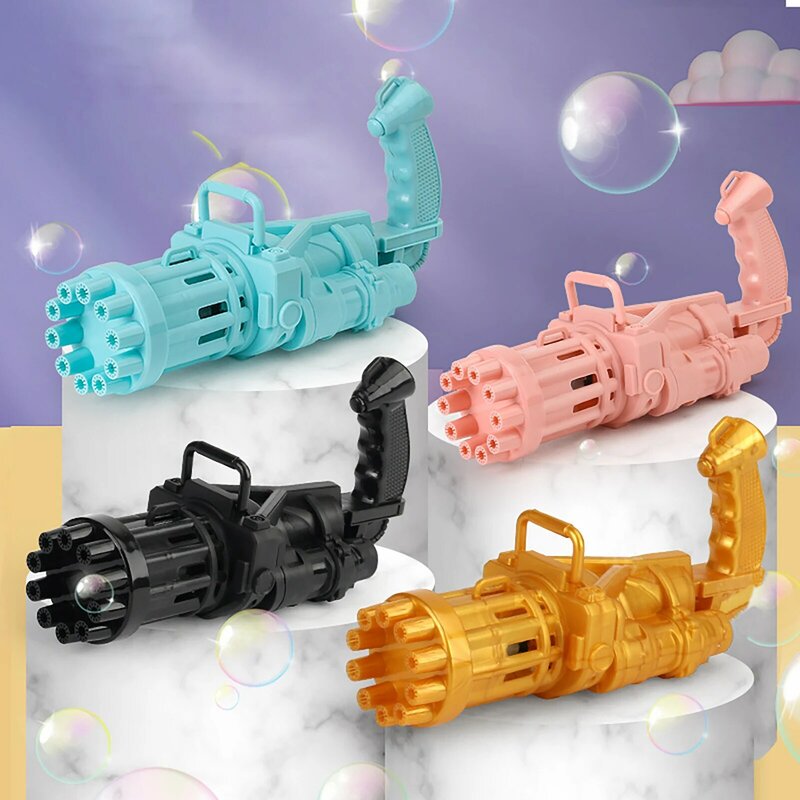 Kids Gatling Bubble Gun Toys Summer Automatic Soap Water Bubble Machine For Children Toddlers Indoor Outdoor Wedding Bubble Toy