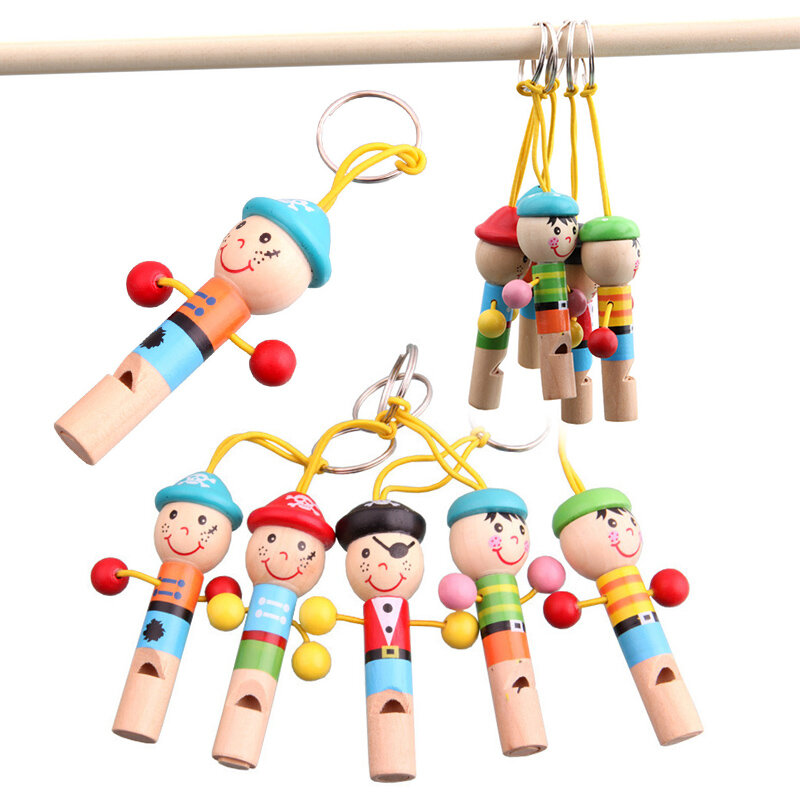 1pc śliczne gwizdek dzieci maluch dziecko muzyka edukacyjne drewniane zabawki dla dzieci śliczny mały pirat gwizdek zabawka wydająca dźwięki losowy kolor