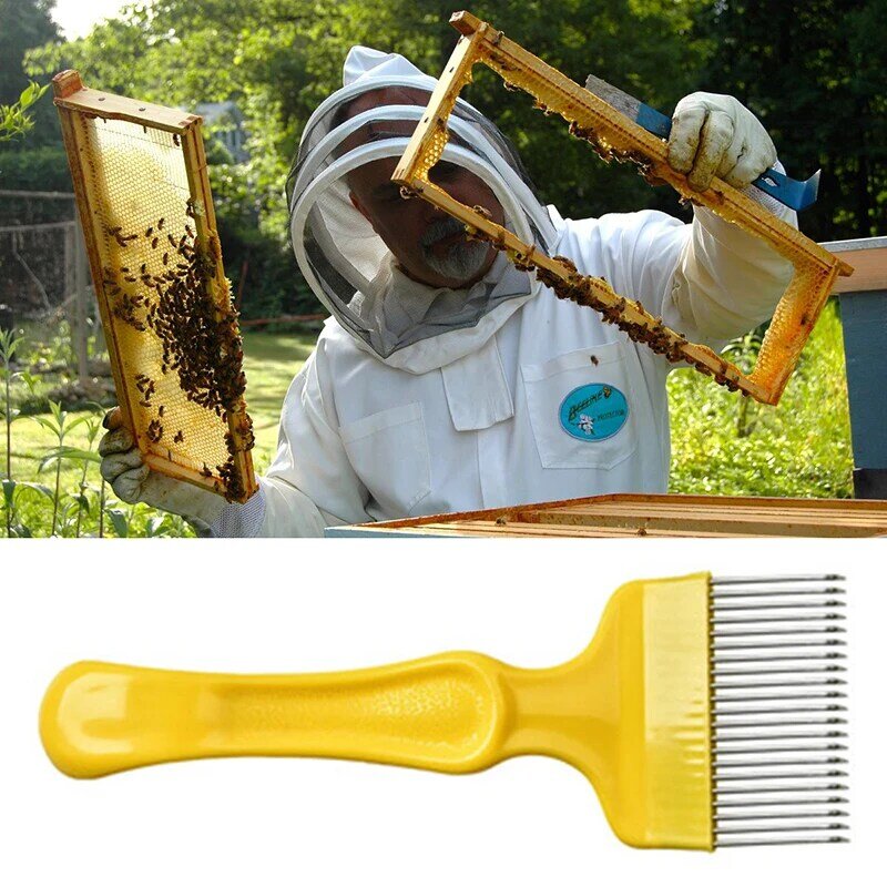 1 Buah Garpu Penemuan Baja Tahan Karat dengan 21 Gigi Baja Tahan Karat Alat Peternakan Lebah Garpu Deteksi Pegangan Plastik
