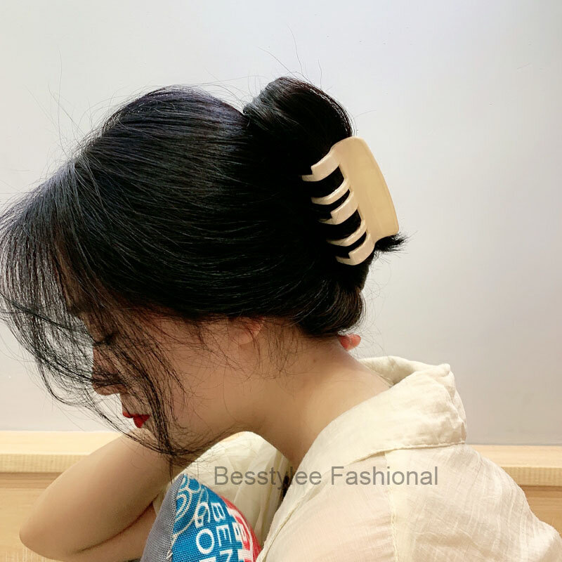 Novo sólido garras de cabelo elegante grampos de cabelo de plástico grampos de cabelo headwear transparente barrettes feminino meninas coreano acessórios de cabelo presente