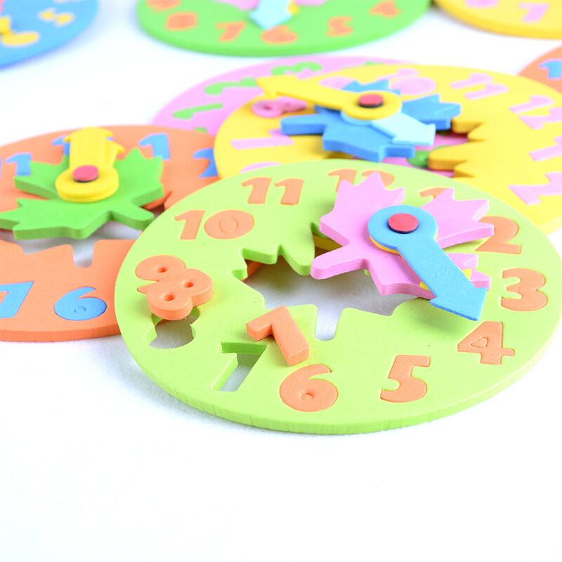 1 Piece DIY Eva Clock Learning Education Toys Fun Jigsaw Puzzle Game for Children Baby Toy Gifts for 3-6 years old Kids