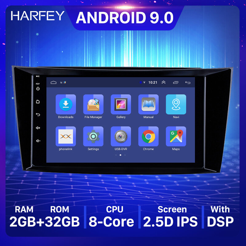 Harfey-reprodutor multimídia automotivo com gps, 8 polegadas, android 9.0, para mercedes benz e-class w211/cls w219/clk w209/g-class w463,