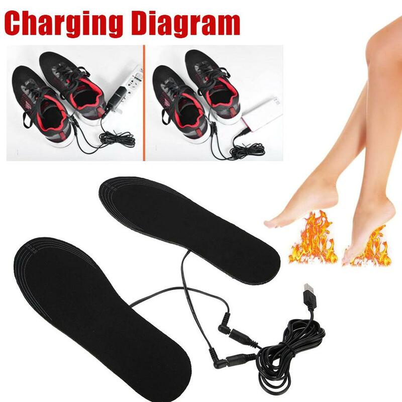 USB Heated Insoles Foot Warmer Insoles Electric Heated Insoles Warm Socks Feet Heater Outdoor Sports Heating Insoles For Hiking