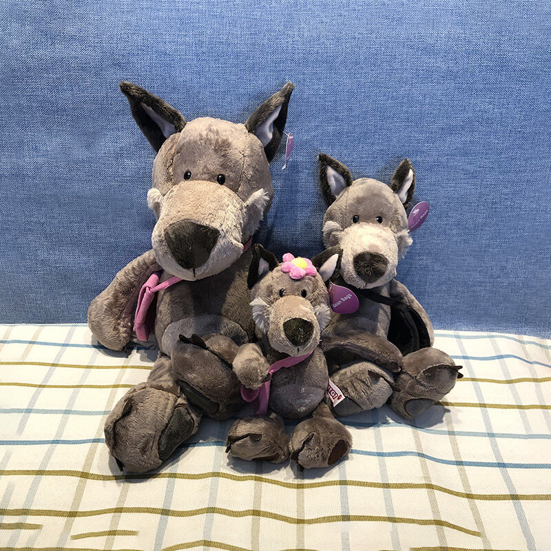 Mochila de juguetes de felpa de lobo para niños y niñas, muñecos de peluche de 25/35/45cm, estilo Animal de bosque, almohada de lobo para regalo de cumpleaños