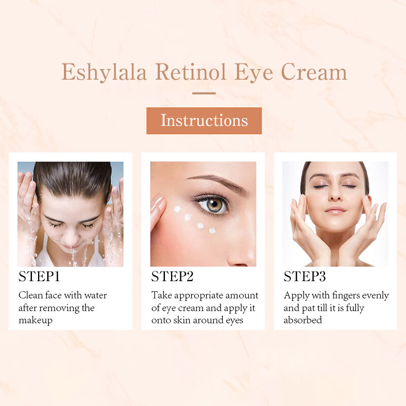 Eshylala iluminar soro cuidados com a pele retinol creme para os olhos círculos escuros desvanecem-se linhas finas remover sacos de olho anti rugas anti envelhecimento endurecimento