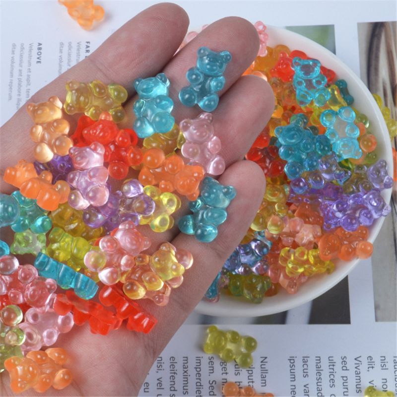 Mini urso contas de borracha macia, 12pçs, amuletos de slime de plasticine, acessórios de slime para cristal de lama macia