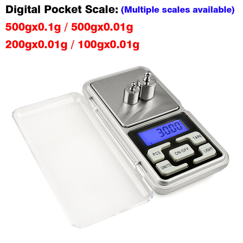 NEWACALOX-Mini báscula Digital de bolsillo para báscula de joyería plata de ley dorado, 500g/200g x 0,01g, pantalla LCD, pesaje de gramos