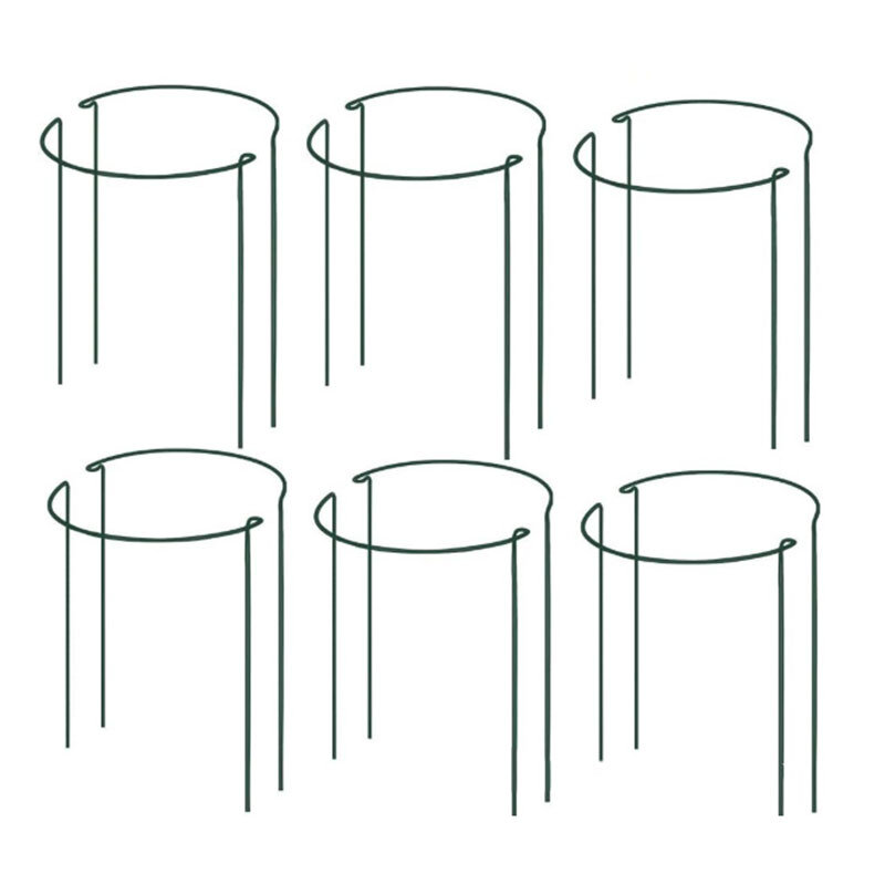 12 Uds soporte de plantas Estaca de Metal planta de jardín estaca verde medio redondo anillo de soporte de planta jaula de soporte de planta 25X40cm