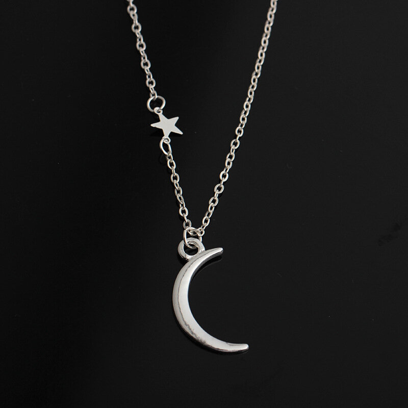 RONGQING-collar de plata chapada en oro, collar bohemio con capa de Luna y Estrella, 1 ud.