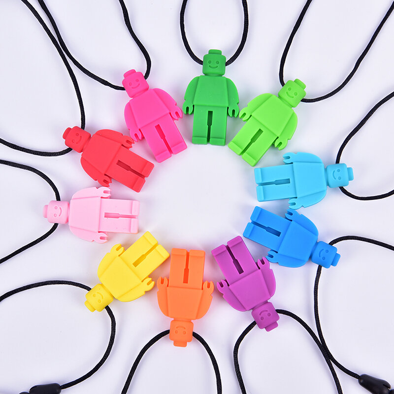 1pc Sensory Chew Necklace Autism Therapy Baby Kids Silicone Teether Robot Saber Dino Bite Chew Toys