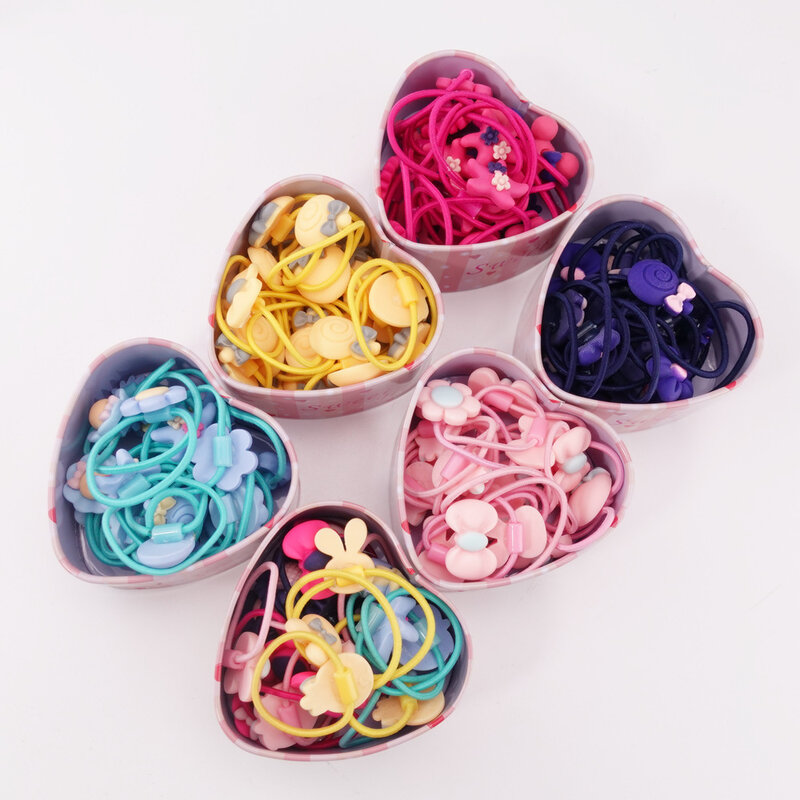 1box kobiety dziewczęta kolorowe podstawowe elastyczne gumki do włosów akcesoria do krawat dziecięcy gumka do włosów ze zwisającymi linkami klipsy do stroików
