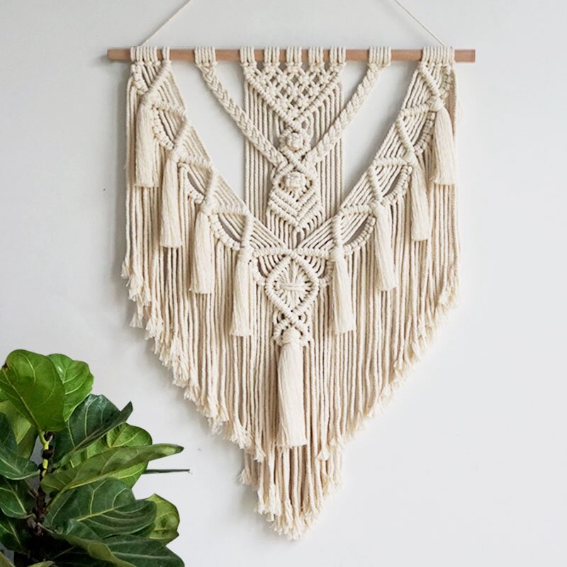 Macrame Wall Hanging Tapestry Wall Decor Boho Style Bohemian Woven Home Decoration 55X70cm