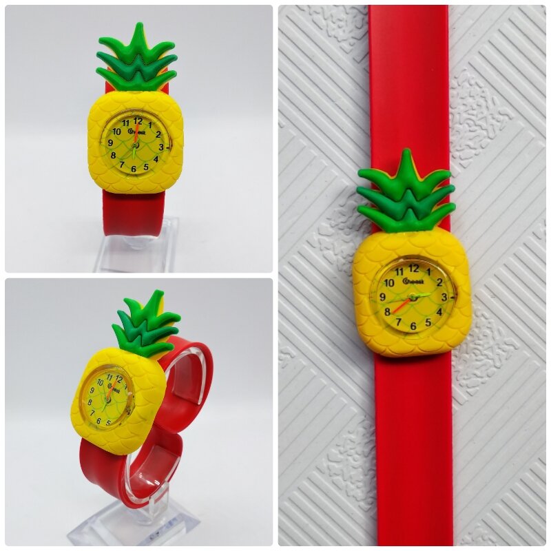 Relógio de pulso infantil de desenho animado e abacaxi, relógio esportivo de desenho animado com tema de desenho animado e abacaxi para crianças, meninos e meninas, 2019