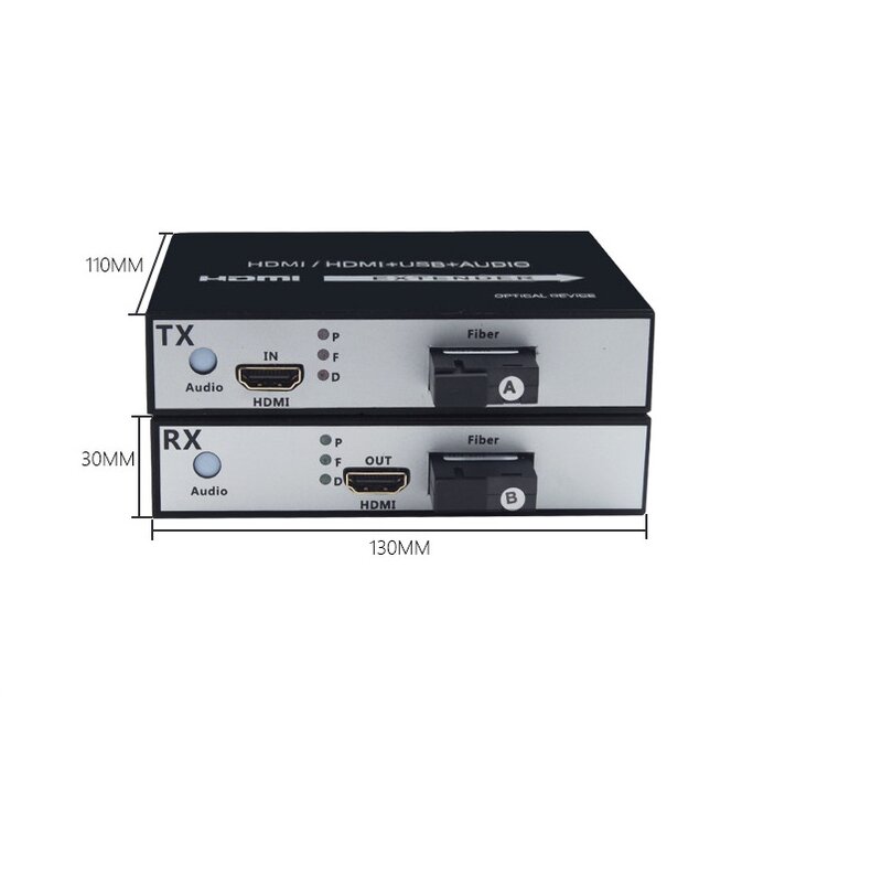 Extensor de vídeo de fibra óptica, 1 par, 1 canal, 1 en 2, salida 1080P HDMI, convertidor óptico HDMI, transceptor de vídeo, Terminal óptico