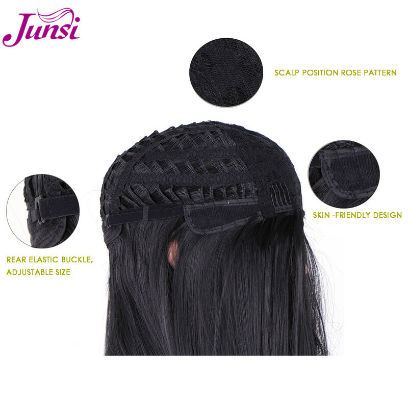 JUNSI-Peluca de cabello sintético para Cosplay, cabellera artificial largo y rizado de dos colores, Color rosa degradado, resistente al calor