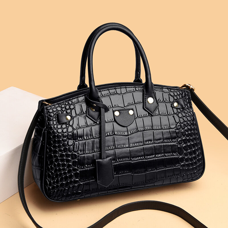 YILIAN Handbag real crocodile print bag for women, luxury, designer, crossover, vintage fashion versatile