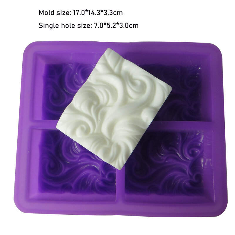 Molde de silicona con flor ondulada de 4 cavidades para hacer jabón, molde para aromaterapia hecho a mano, para pasteles, yeso, aceite esencial