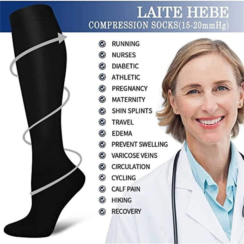 Компрессионные чулки для улучшения кровообращения женские носки с защитой от усталости Удобные однотонные носки