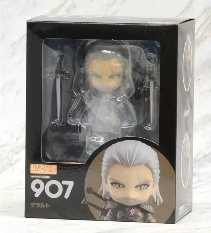 Witcher – poupée Q Version 3 en PVC de 10cm, jouet modèle 907, chasse sauvage, Geralt de Rivia, figurines d'action, loup blanc, Geralt