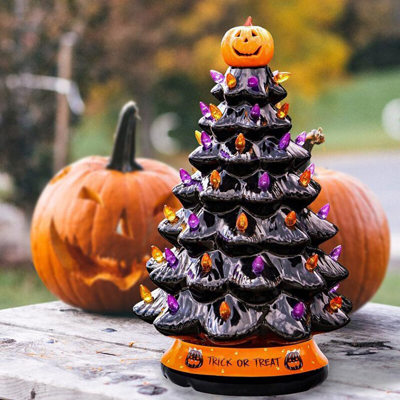 2021 nova árvore de halloween halloween led decorações brilhantes ornamentos luzes da árvore de halloween decorações de festa