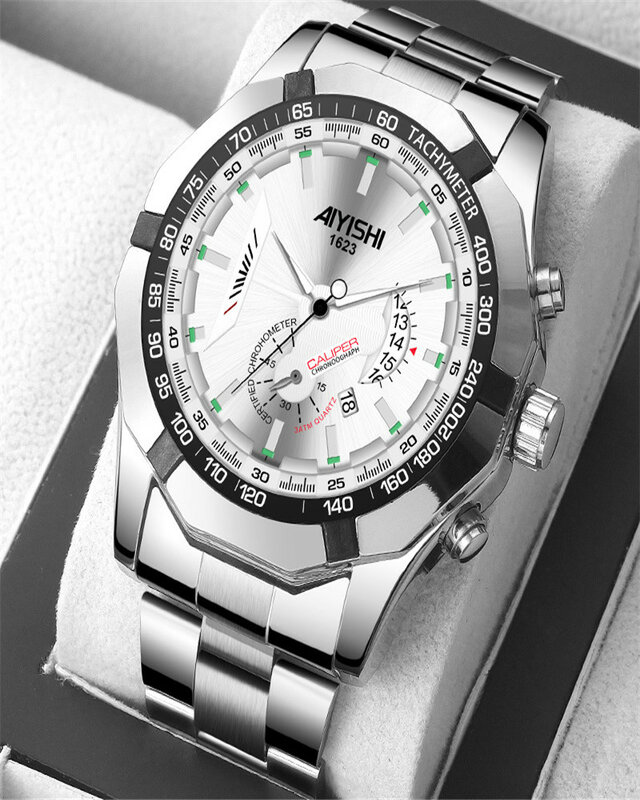 2021 Nieuwe Mode Heren Horloges Met Rvs Top Merk Luxe Sport Chronograaf Quartz Horloge Mannen Relogio Masculino