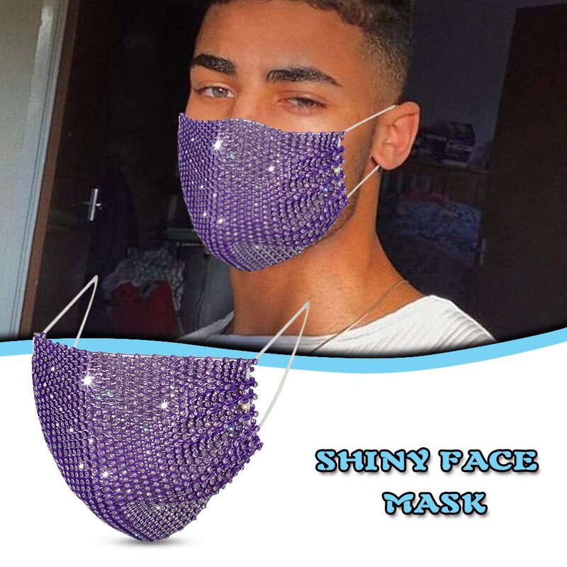Máscara de boca reutilizável respirável moda strass máscara facial bling sequined rosto escudo lavável máscara protetora mascarillas
