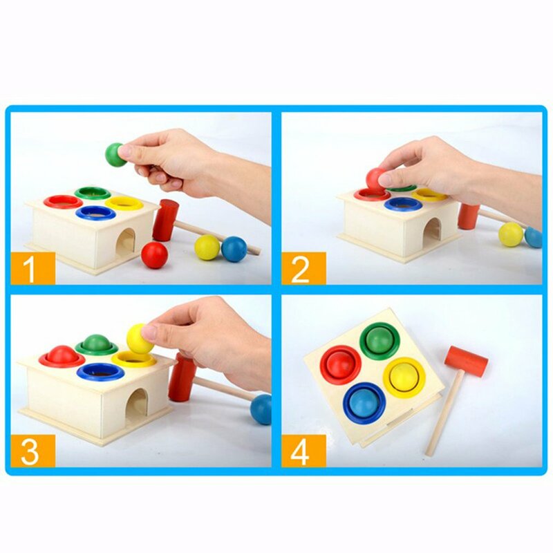 1Set Holz Hämmern Ball Hammer Box Kinder Spaß Spielen Hamster Spiel Spielzeug Frühen Lernen Pädagogisches Spielzeug