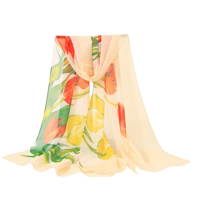 Mode Vrouwen Bloem Afdrukken Lange Soft Wrap Sjaal Sjaals