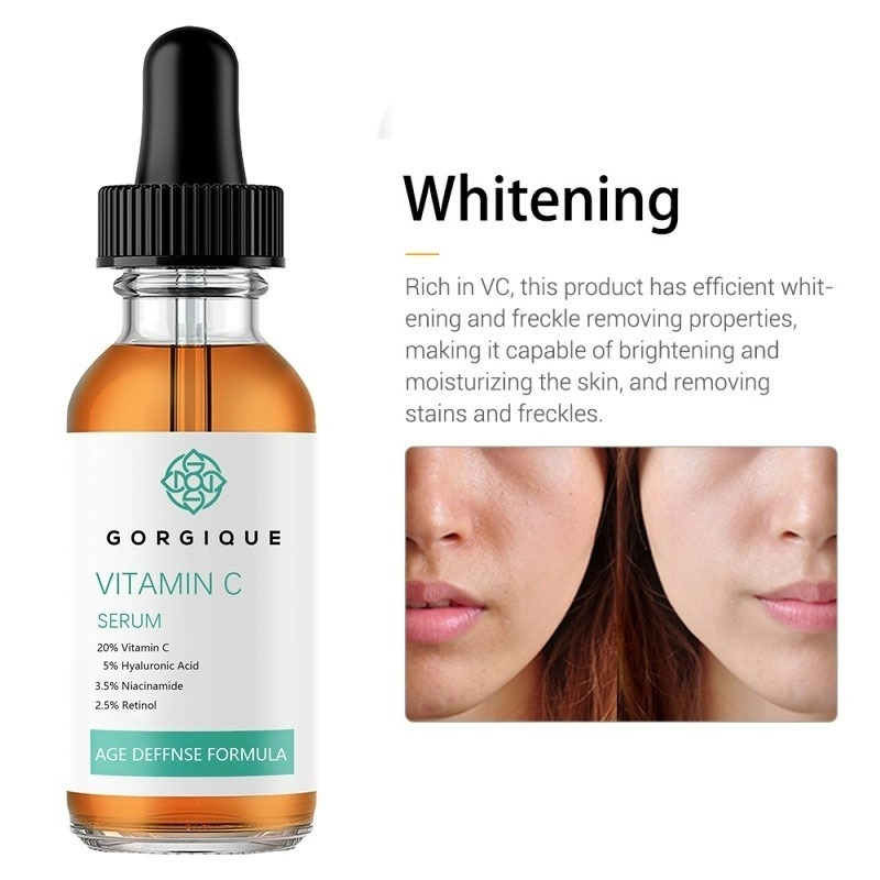 10/20/30ml GORGIQUE Vitamin C Serum Rose Moistening Essence Whitening Green Tea Remove Acne Anti Wrinkle Blemish Facial
