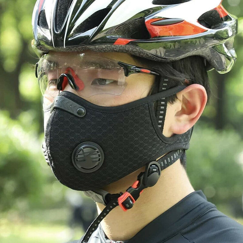 Mascarilla reutilizable con válvula de escape, máscara de ciclismo a prueba de polvo con 4 filtros, respirador, #H30