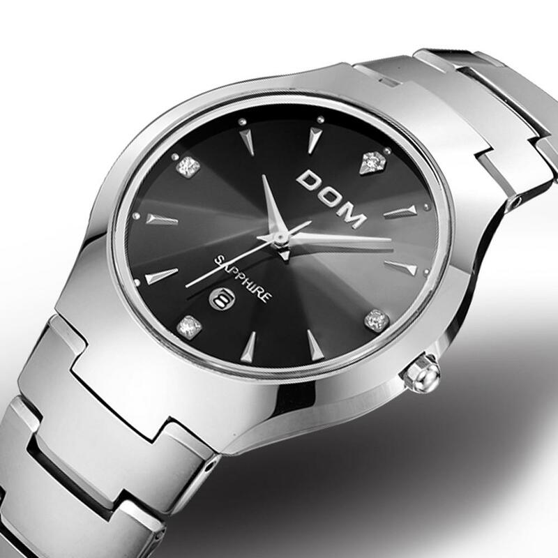 DOM – montre-bracelet de luxe en acier tungstène pour hommes, étanche à 30m, miroir saphir, à la mode, W-698-1M