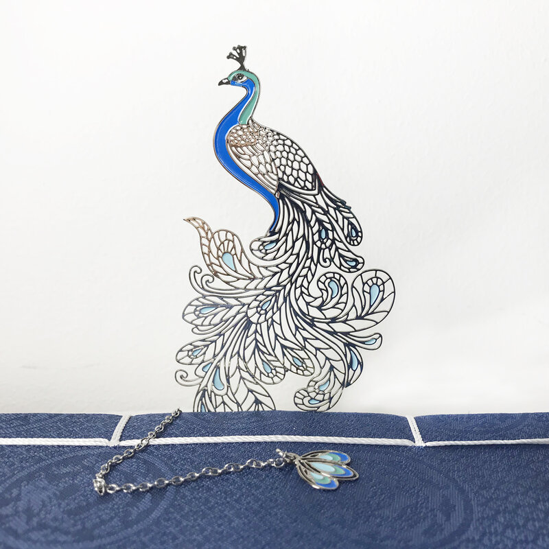 Marcapáginas de pavo real azul, marcapáginas de paginación de letras creativas, regalos de estilo tradicional chino, regalos de cumpleaños, decoración de libros