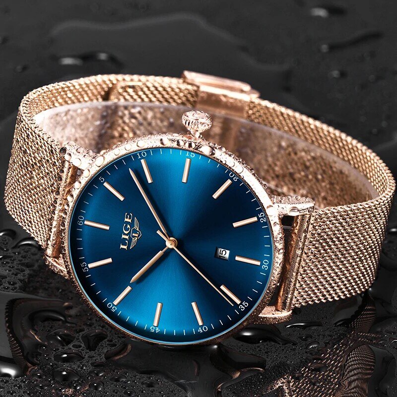 Top Brand Luxury Waterproof Watch LIGE Womens Watches  Fashion Ladies Stainless Steel Ultra-Thin Casual Wristwatch Quartz Clock