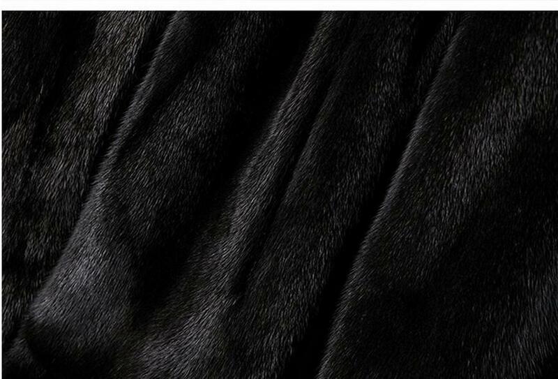 Nuove donne di grandi dimensioni nero fatto da uomo pelliccia di visone Coas sezione lunga Casual femminile pelliccia sintetica cappotti Casaco De Pelo pelliccia vestiti Cj51