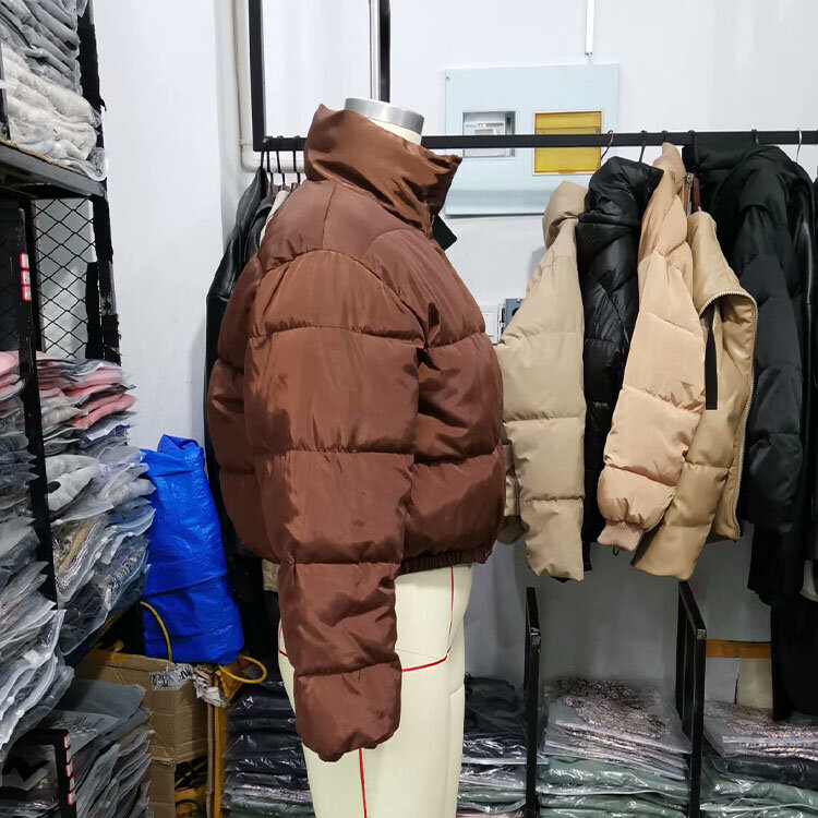 Chaqueta de algodón con bolsillo y cremallera para mujer, chaqueta informal de manga larga, Color sólido, decoración, otoño e invierno, 2021