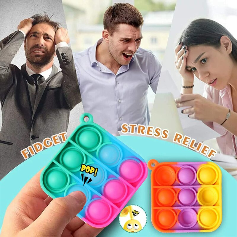 Mini Pop Push Sensory Bubble ออทิสติก Squishy ความเครียด Reliever Anti-ความเครียด Pop ของเล่น It Fidget พวงกุญแจเด็กผู้ใหญ่ปัจจุบัน ...