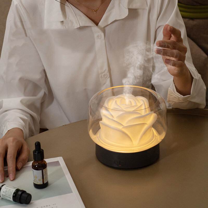 400ml casa difusor de óleo essencial névoa ultra-sônica umidificador ar aromaterapia fogger com lâmpada colorida aroma diffutor