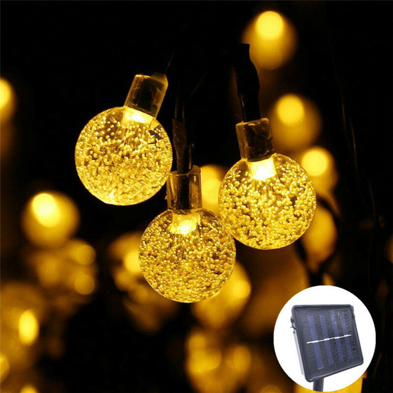 2021New 50 LEDS 10M 5M sfera di cristallo lampada solare potenza LED String Fairy Lights ghirlande solari giardino decorazioni natalizie per esterni