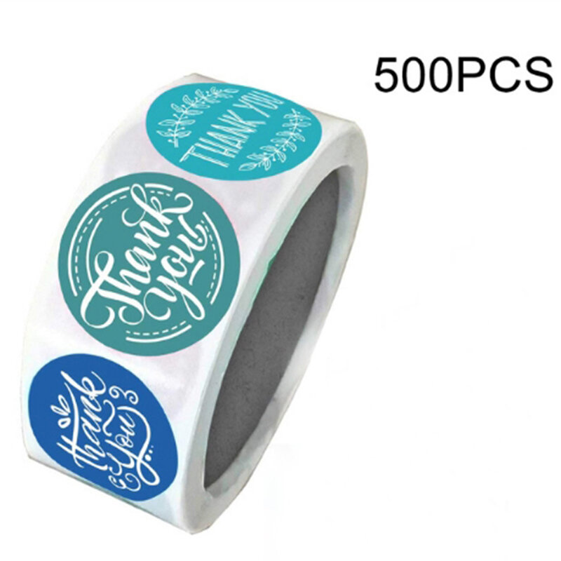 500pcs/롤 크래프트 종이 라운드 감사 스티커 스티커 스티커 스티커 패키지 스티커 파티 장식 용품