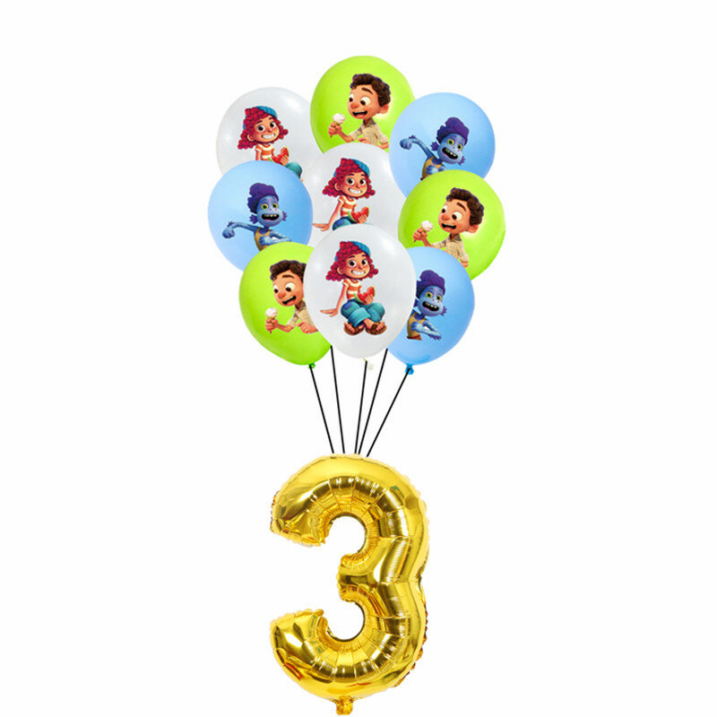 Наборы латексных воздушных шаров с номерами на тему Disney Pixar Luca, украшения для дня рождения, игрушки для детей, для вечеринки в честь будущей м...