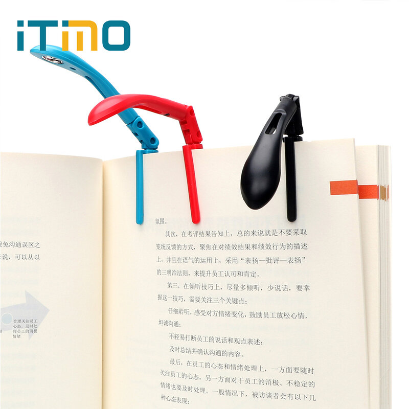 ITimo-Lámpara LED de noche para libros, luz de lectura de libros, plegable, Flexible y ajustable con batería