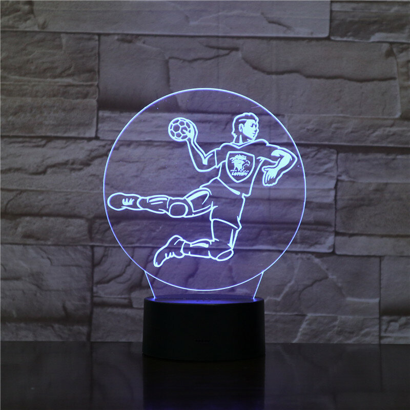 Светодиодная 3d-лампа в виде гандбола с сенсорным экраном 7 цветов, настольная лампа с сенсорным основанием, детский ночсветильник для сна, С...