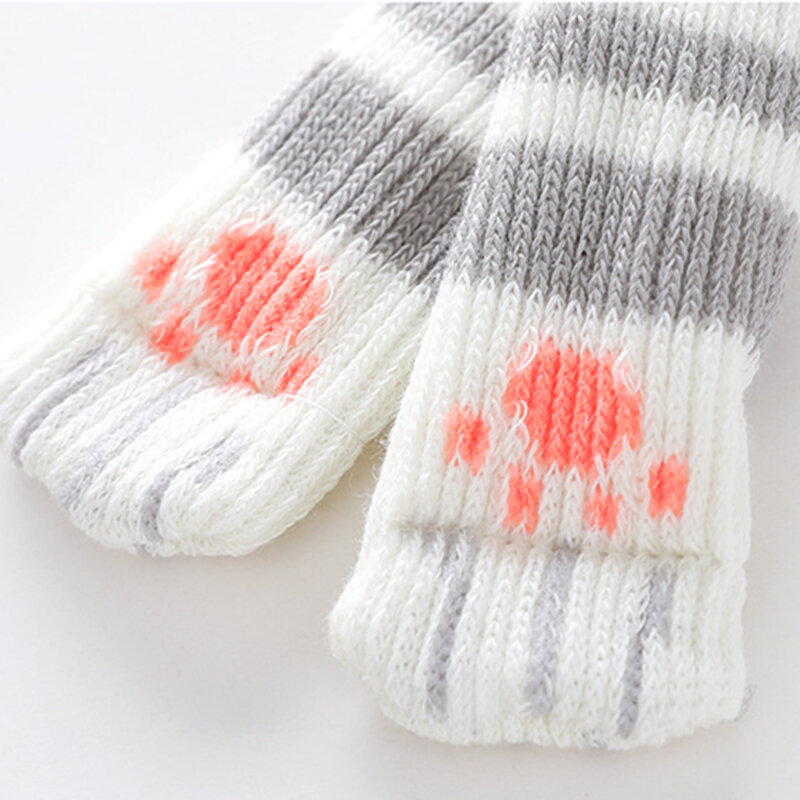 Chaussettes antidérapantes en tricot avec patte de chat, 8 pièces, couvre-jambes de chaise, protection de sol, chaussettes pour meubles, dessin animé, décoration de maison
